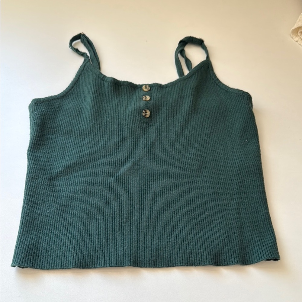 Forever 21 Green Ribbed Crop Camisole
